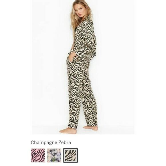Victoria’s Secret Black Zebra Drawstring Pockets Satin Lounge Pajama Pant sz XL - Picture 8 of 8